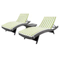GDFStudio Olivia 3 Piece Armless Chaise Lounge Chat Set with Striated Cushions