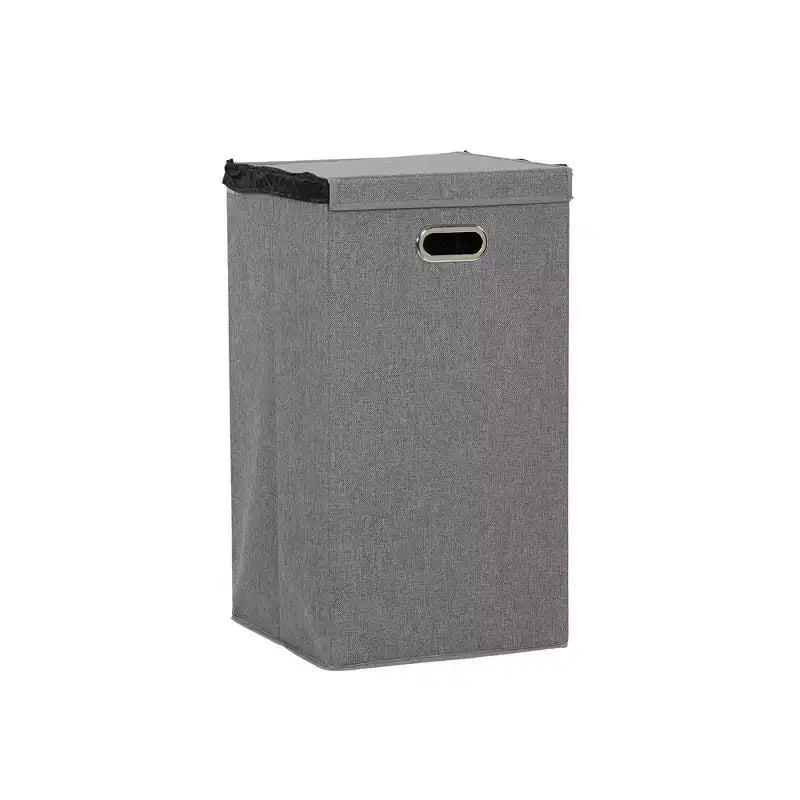 Laundry Hamper with Lid, Sturdy Polyester Sides with Attached Magnetic Lid, Gray