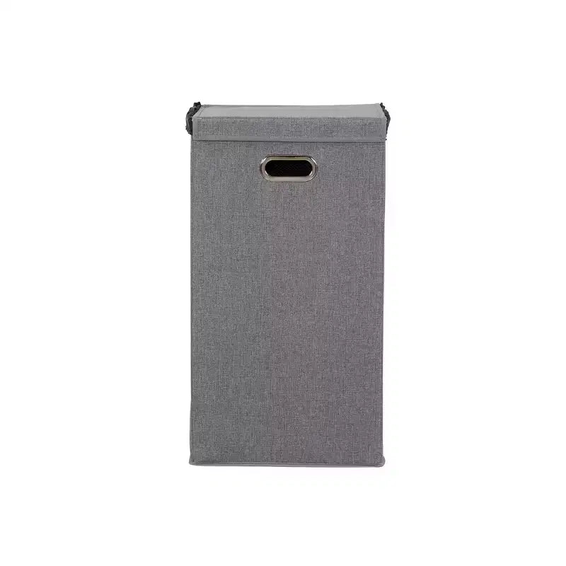Laundry Hamper with Lid, Sturdy Polyester Sides with Attached Magnetic Lid, Gray