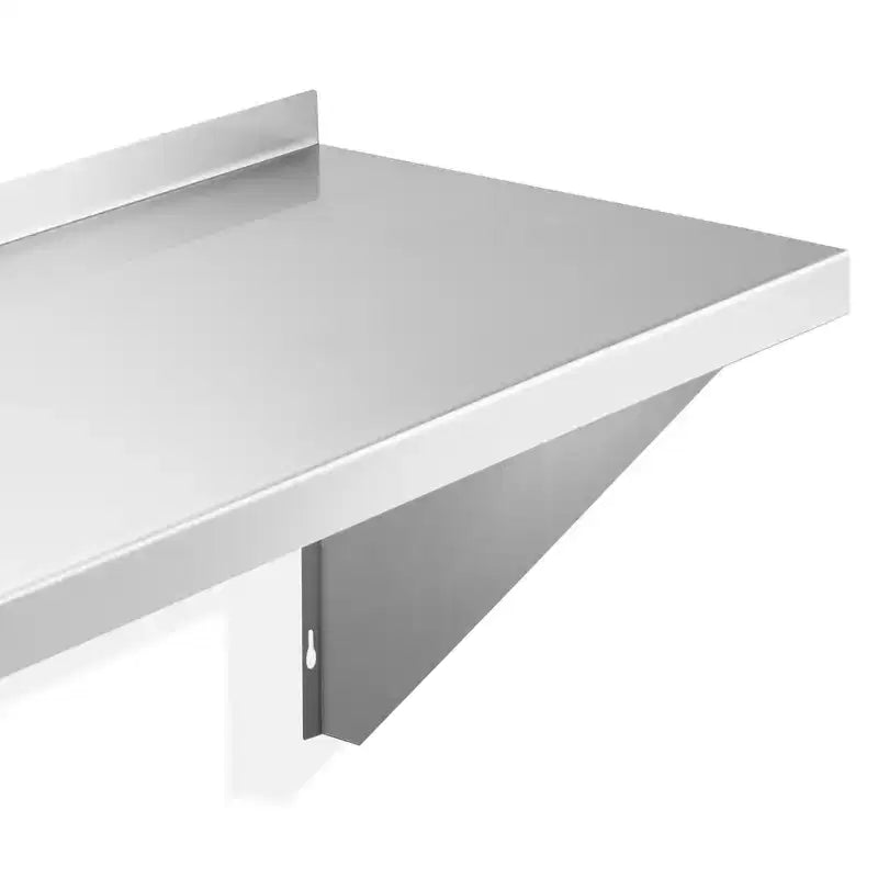 Stainless Steel Wall Mount Shelf with Backsplash, NSF Commercial Floating Shelving for Kitchen or Restaurant