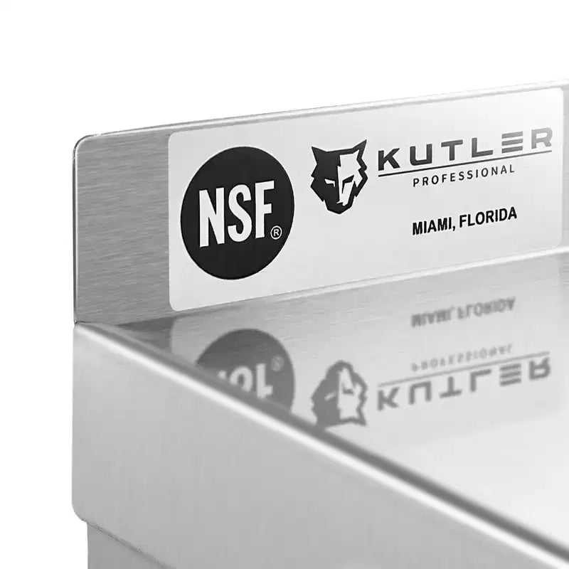 Stainless Steel Wall Mount Shelf with Backsplash, NSF Commercial Floating Shelving for Kitchen or Restaurant