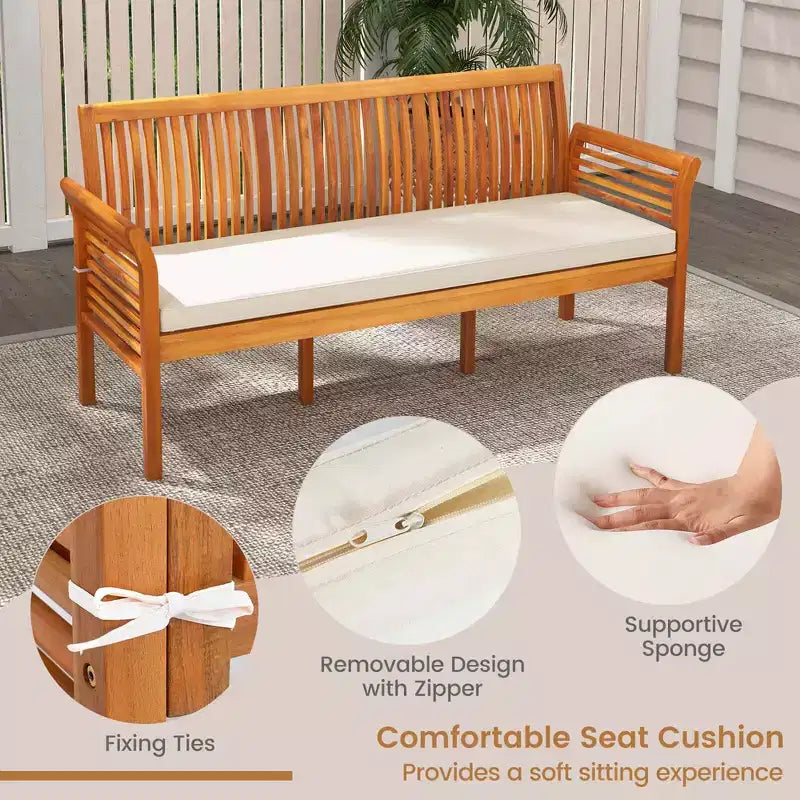 Costway Ensemble mobilier de patio 5 pièces avec cadre en bois d'acacia et coussins d'assise amovibles