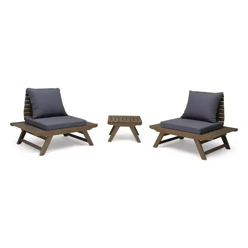 Christopher Knight Home Sedona Outdoor Acacia Wood 3 Piece Chat Set with Cushions