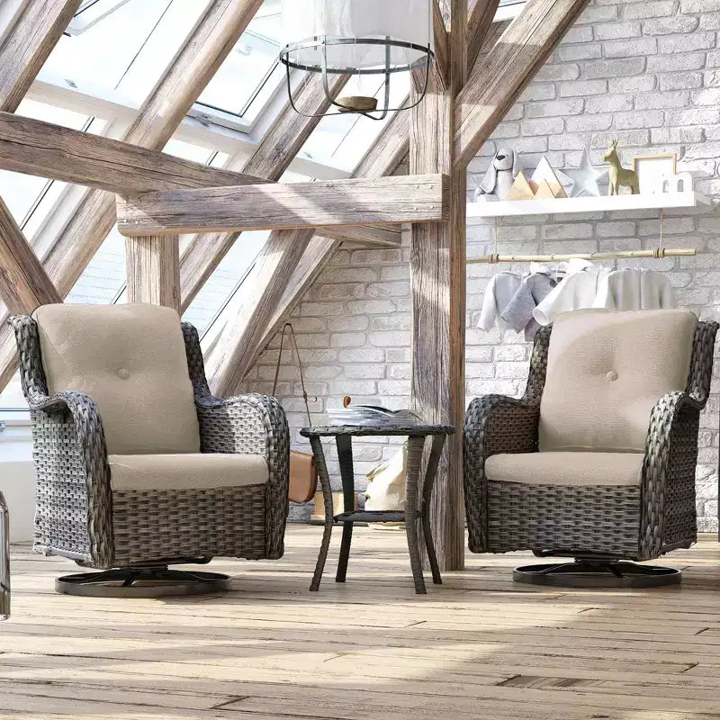 UPTIOT Fauteuil à bascule d'extérieur en osier