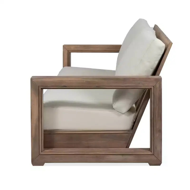 GDFStudio Andrae — Ensemble causeuse et table basse d'extérieur en bois d'acacia avec coussins