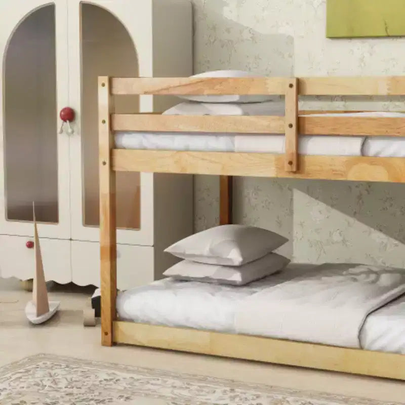 Twin-over-Twin Bunk Bed Complete with Ladder, Strengthened Slat Supports for Both Upper and Lower Beds