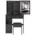 Small Size Left Drawer Desktop Dressing Dressing Table + Cushioned Stool, Extra Large Sliding Mirror