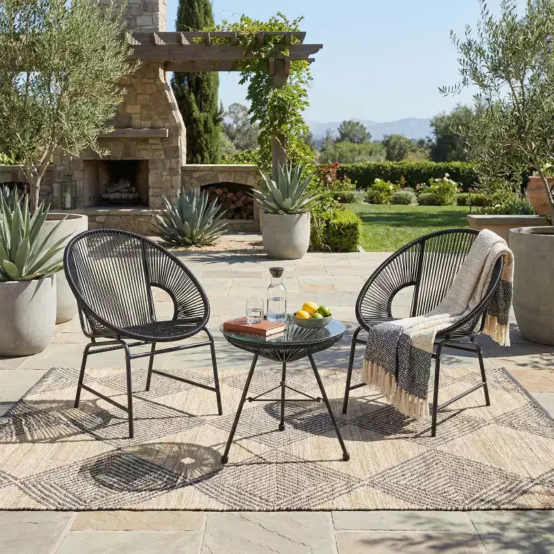 Christopher Knight Home Carver Outdoor Wicker and Tempered Glass 3 Piece Chat Set