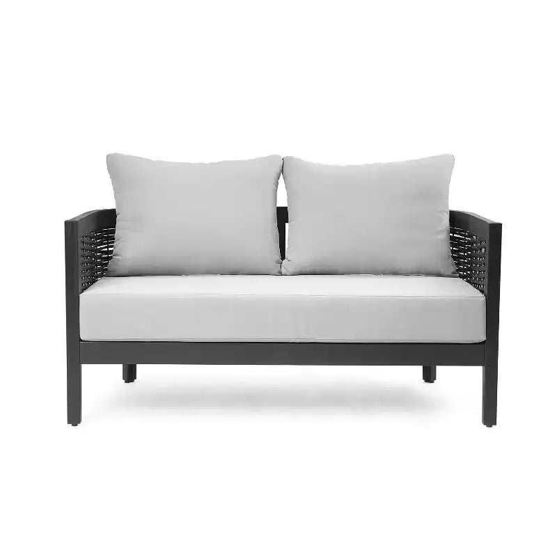 Christopher Knight Home Burchett Ensemble de conversation 4 pièces en bois d'acacia et osier avec coussins