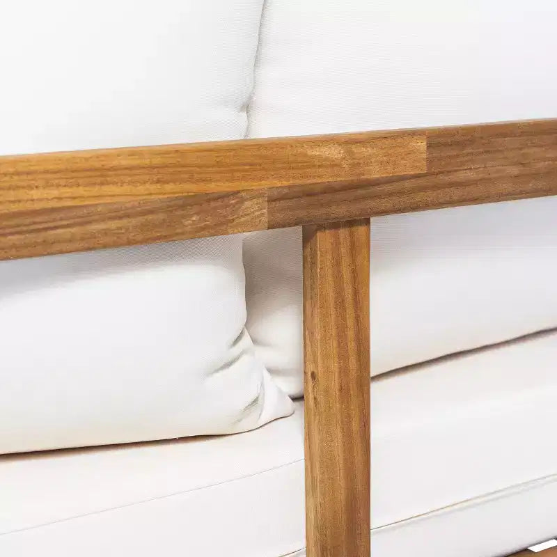 Christopher Knight Home Burchett Ensemble de conversation 4 pièces en bois d'acacia et osier avec coussins