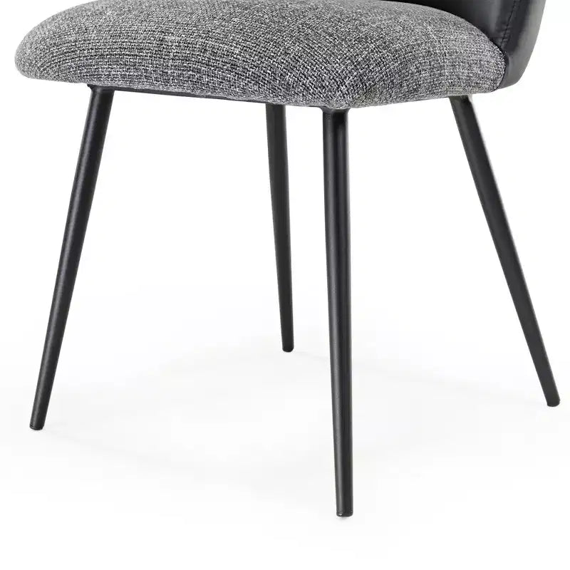 Upholstered Dining Side Chairs Set of 2, Black Gray