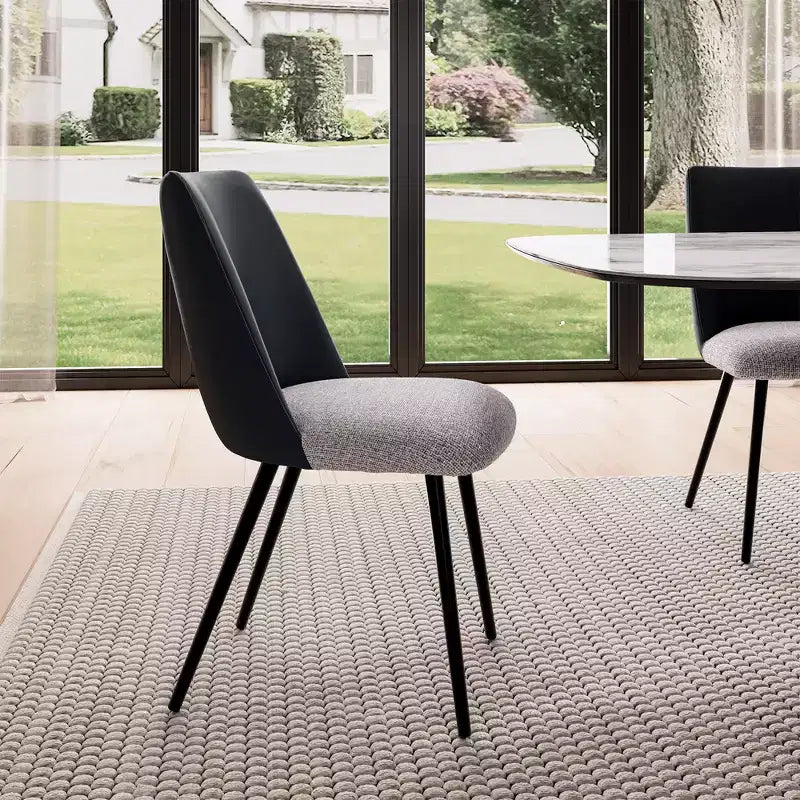 Upholstered Dining Side Chairs Set of 2, Black Gray