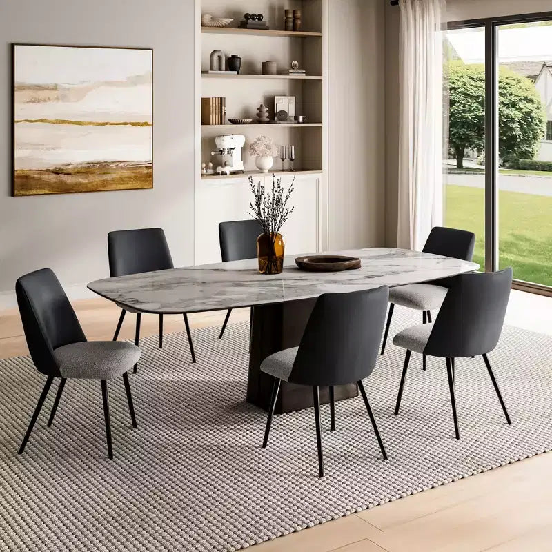 Upholstered Dining Side Chairs Set of 2, Black Gray