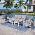 Captiva Designs 5PC Aluminum Outdoor Patio Conversation Set with Ottoman