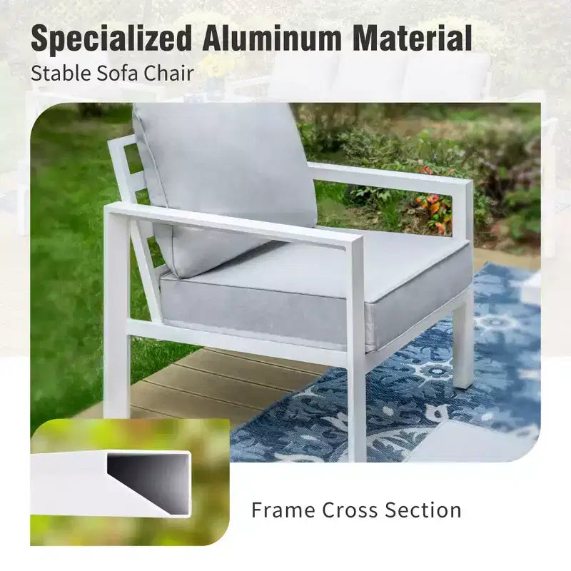 Captiva Designs Ensemble de conversation d'extérieur 5 pièces en aluminium avec pouf
