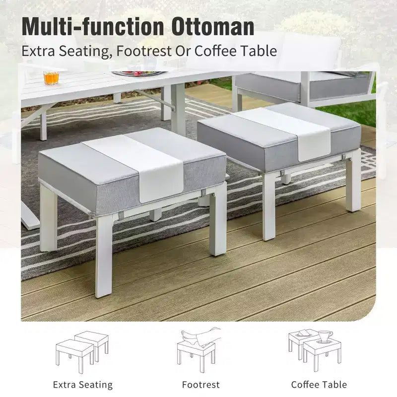 Captiva Designs Ensemble de conversation d'extérieur 5 pièces en aluminium avec pouf