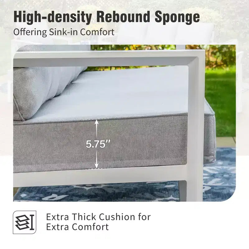 Captiva Designs Ensemble de conversation d'extérieur 5 pièces en aluminium avec pouf