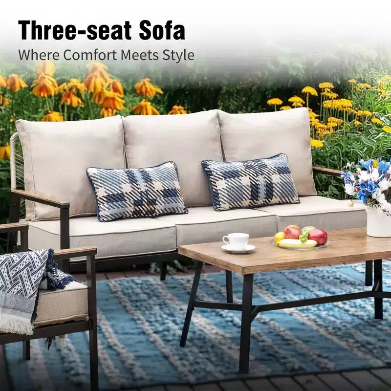 Ensemble de conversation d'extérieur Captiva Designs en corde tressée avec fauteuils pivotants pour bord de piscine, jardin et arrière-cour