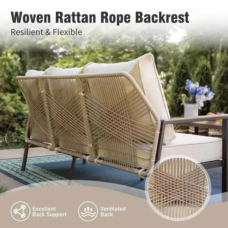 Ensemble de conversation d'extérieur Captiva Designs en corde tressée avec fauteuils pivotants pour bord de piscine, jardin et arrière-cour