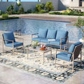Captiva Designs 4PC Outdoor Wicker Patio Conversation Set with Coffee Table for Poolside, Backyard