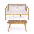 Christopher Knight Home Adrian 2 Piece Patio Woven Rope Acacia Wood Seating Set, Brown