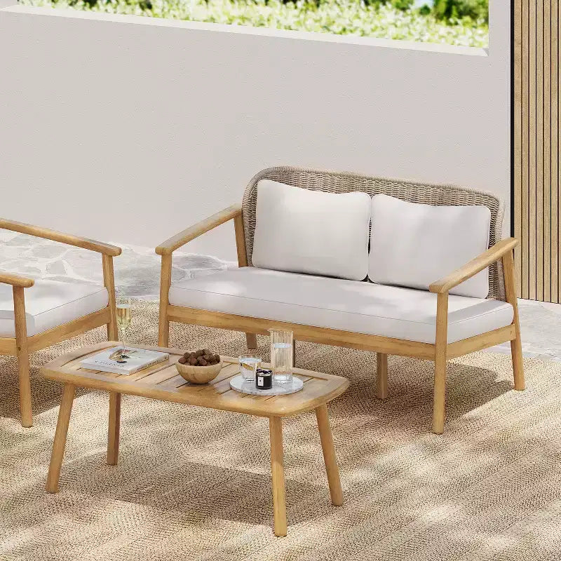 Christopher Knight Home Adrian Ensemble de 2 fauteuils de jardin en bois d'acacia et corde tressée, marron