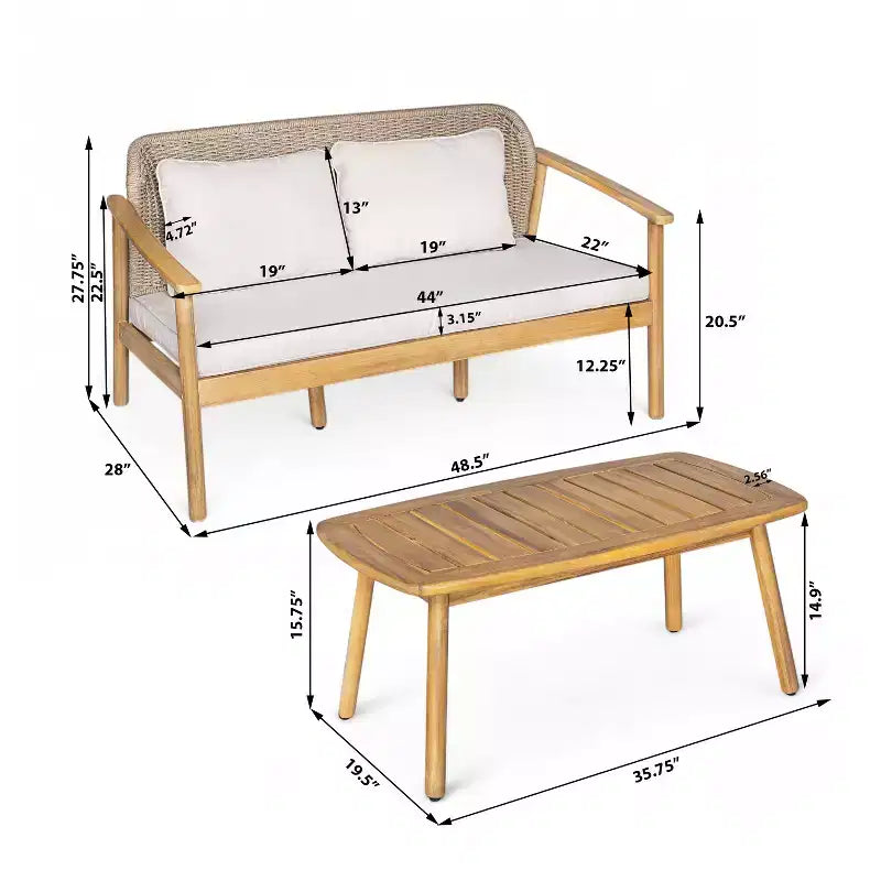 Christopher Knight Home Adrian Ensemble de 2 fauteuils de jardin en bois d'acacia et corde tressée, marron
