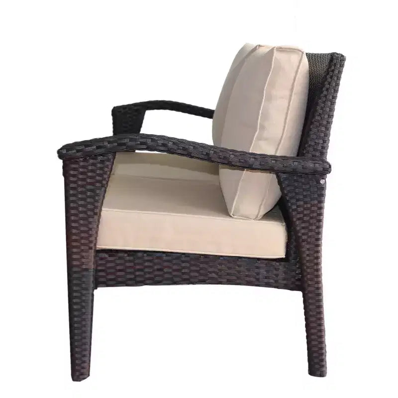 GDFStudio Hilary Ensemble de discussion d'extérieur en osier 4 places avec foyer