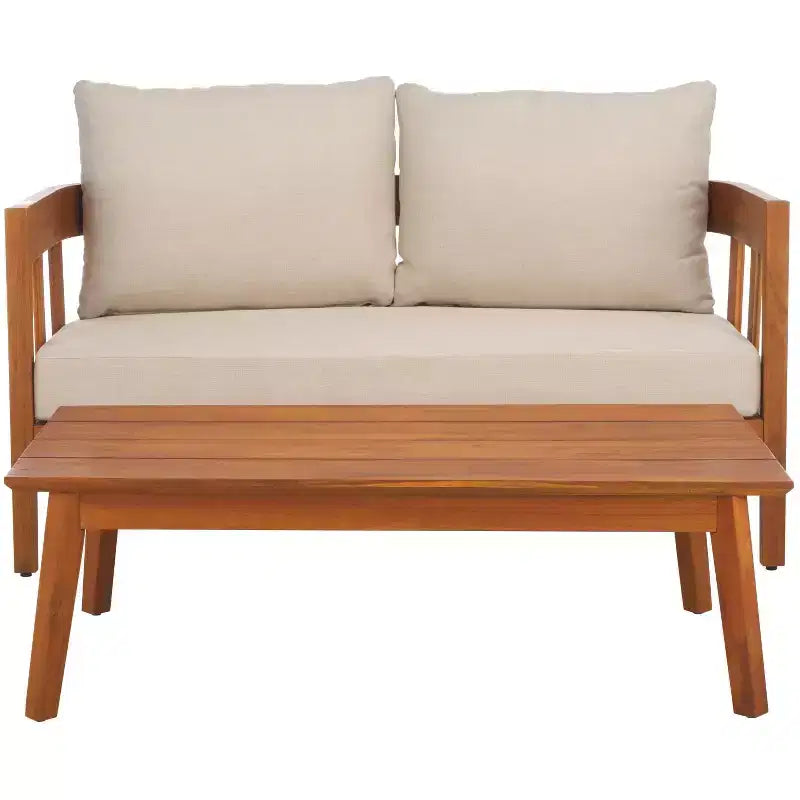 Owen Bench & Table Patio Set - Indoor/Outdoor - PAT7086 - Natural/Taupe - Safavieh