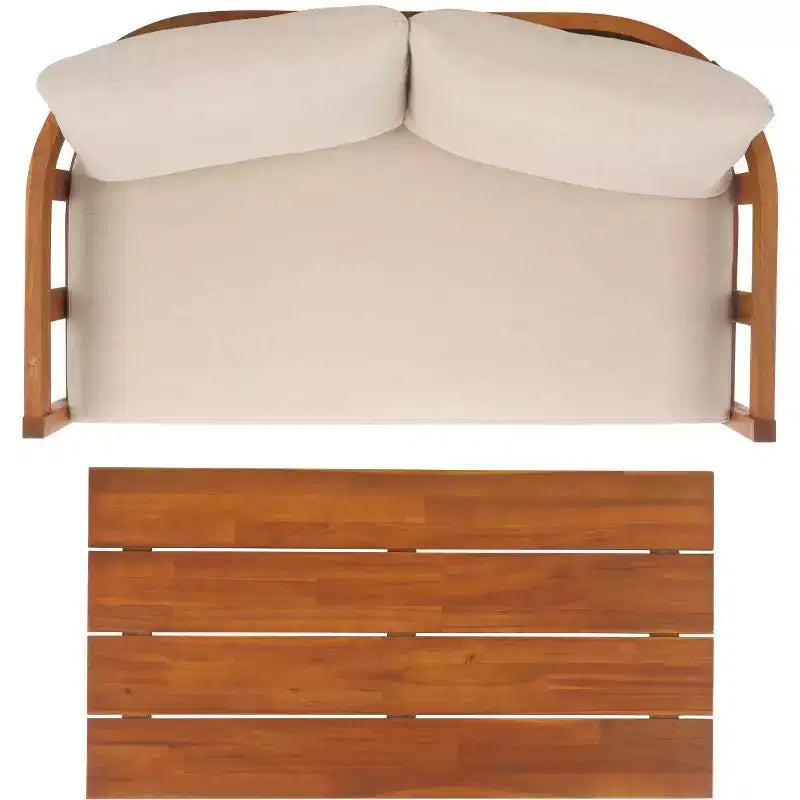 Ensemble de patio Owen Banc et Table – Intérieur/Extérieur – PAT7086 – Naturel/Taupe – Safavieh