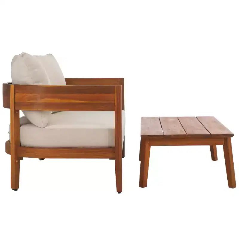 Theo Ensemble de patio Bench & Table - Intérieur/extérieur - PAT7088 - Naturel/Taupe - Safavieh