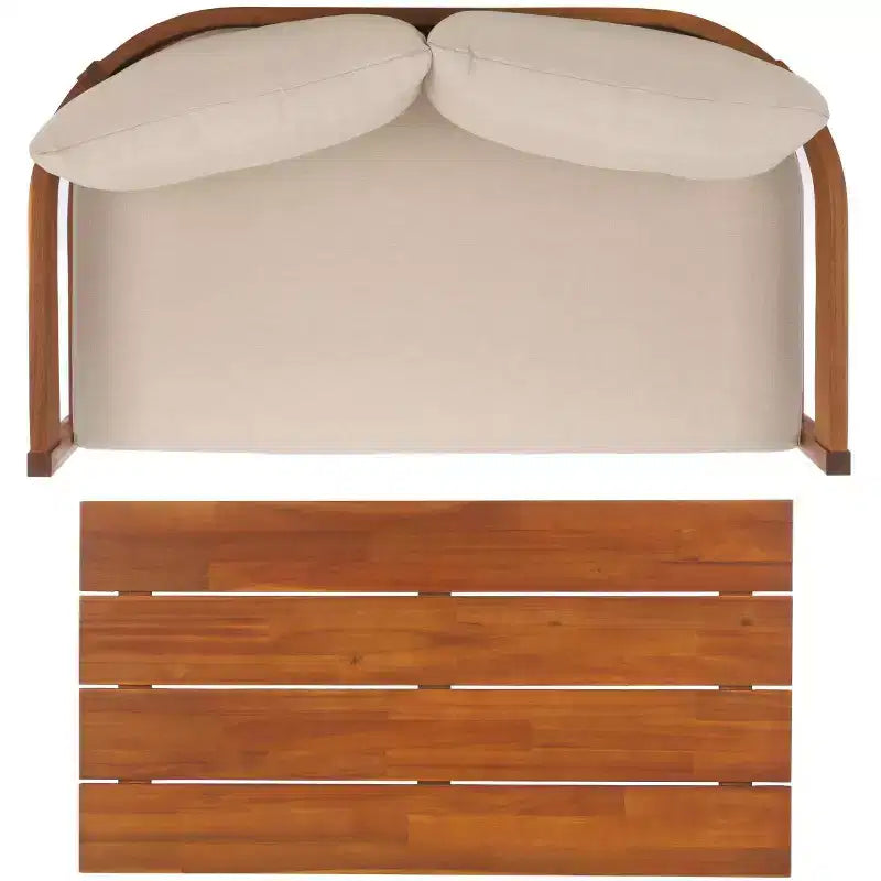 Theo Ensemble de patio Bench & Table - Intérieur/extérieur - PAT7088 - Naturel/Taupe - Safavieh