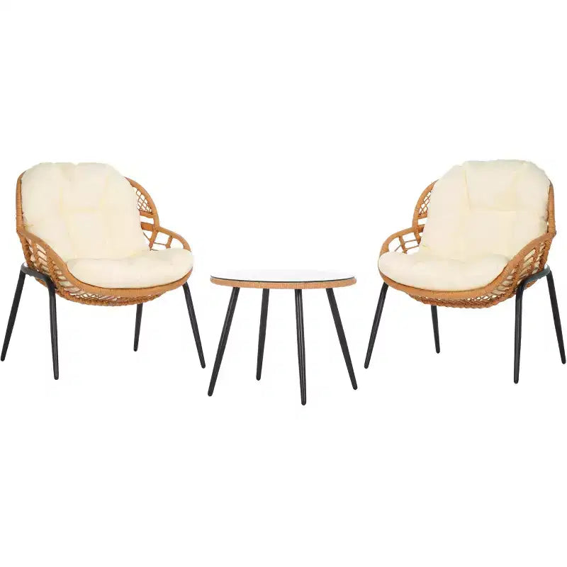Mott 3 Piece Patio Set - Indoor/Outdoor - PAT9045 - Natural/Beige - Safavieh