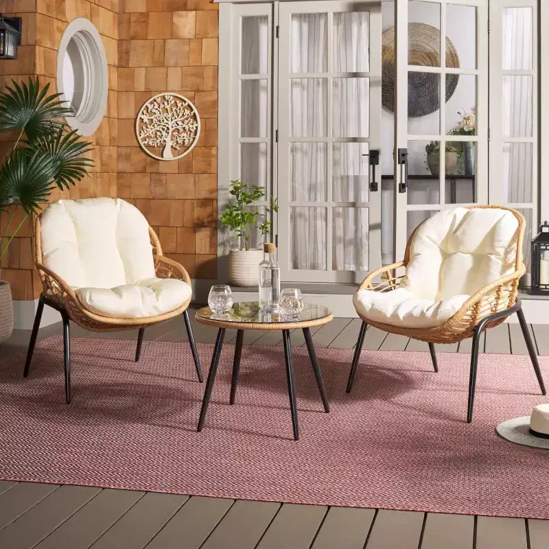 Ensemble de patio 3 pièces Mott - Intérieur/Extérieur - PAT9045 - Naturel/Beige - Safavieh