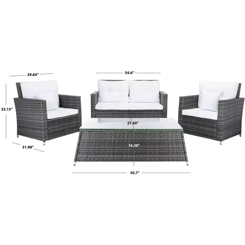Lorma, ensemble de salon 4 pièces – Intérieur/Extérieur – PAT7514 – Safavieh