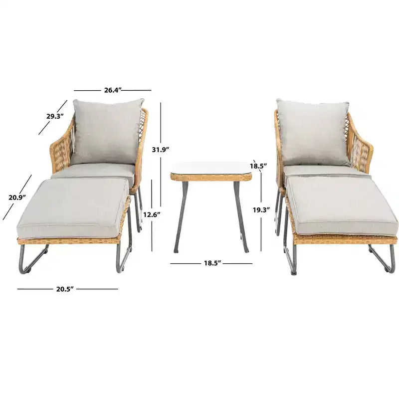Ensemble de 5 chaises longues Narda – Intérieur/Extérieur – PAT9018 – Safavieh