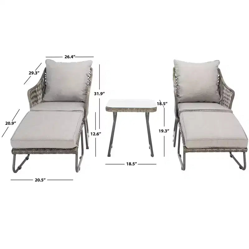 Ensemble de 5 chaises longues Narda – Intérieur/Extérieur – PAT9018 – Safavieh