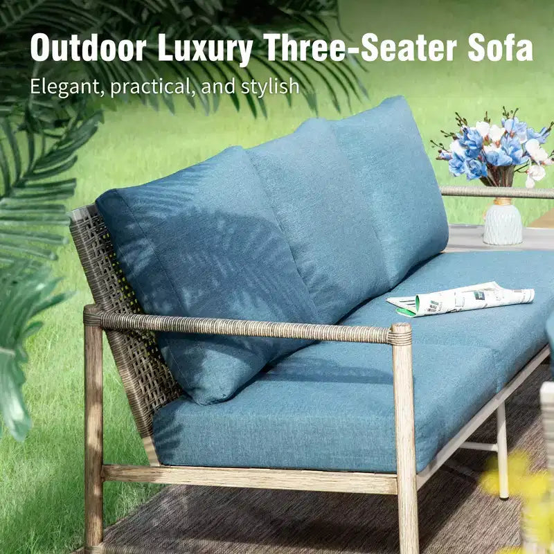 Captiva Designs - Salon de jardin 6 pièces en osier avec table basse, idéal pour piscine et jardin.