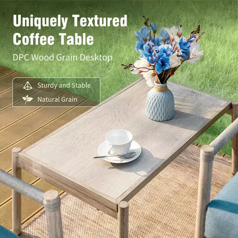Captiva Designs - Salon de jardin 6 pièces en osier avec table basse, idéal pour piscine et jardin.
