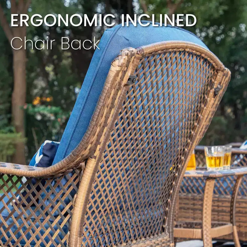 Captiva Designs Ensemble de conversation de patio 3 pièces avec fauteuils à bascule pivotants et table d'appoint, mobilier d'extérieur résistant aux intempéries
