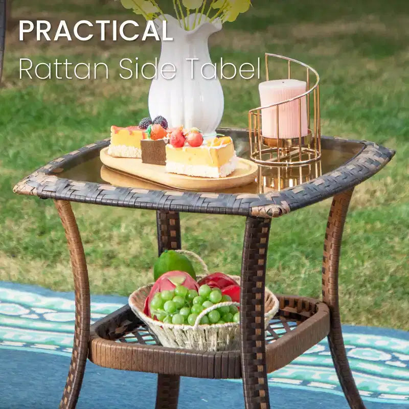 Captiva Designs Ensemble de conversation de patio 3 pièces avec fauteuils à bascule pivotants et table d'appoint, mobilier d'extérieur résistant aux intempéries