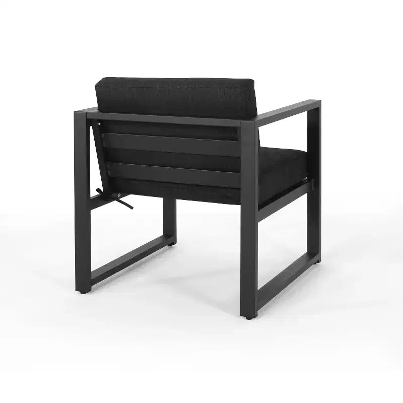 Christopher Knight Home Eclipse Ensemble de conversation extérieur 4 places en aluminium avec foyer, noir/gris foncé
