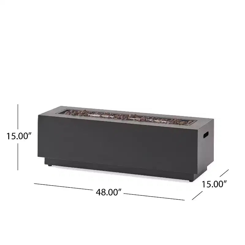 Christopher Knight Home Eclipse Ensemble de conversation extérieur 4 places en aluminium avec foyer, noir/gris foncé