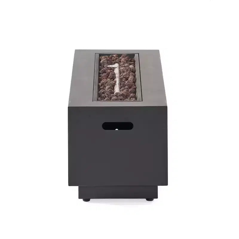 Christopher Knight Home Eclipse Ensemble de conversation extérieur 4 places en aluminium avec foyer, noir/gris foncé