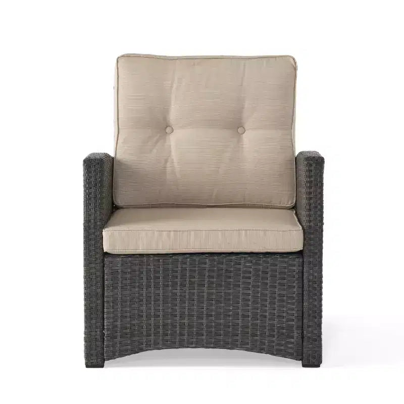 Christopher Knight Home Mawbey Salon de Jardin 5 Pièces avec Fauteuils et Foyer Extérieur en Rotin et Coussins