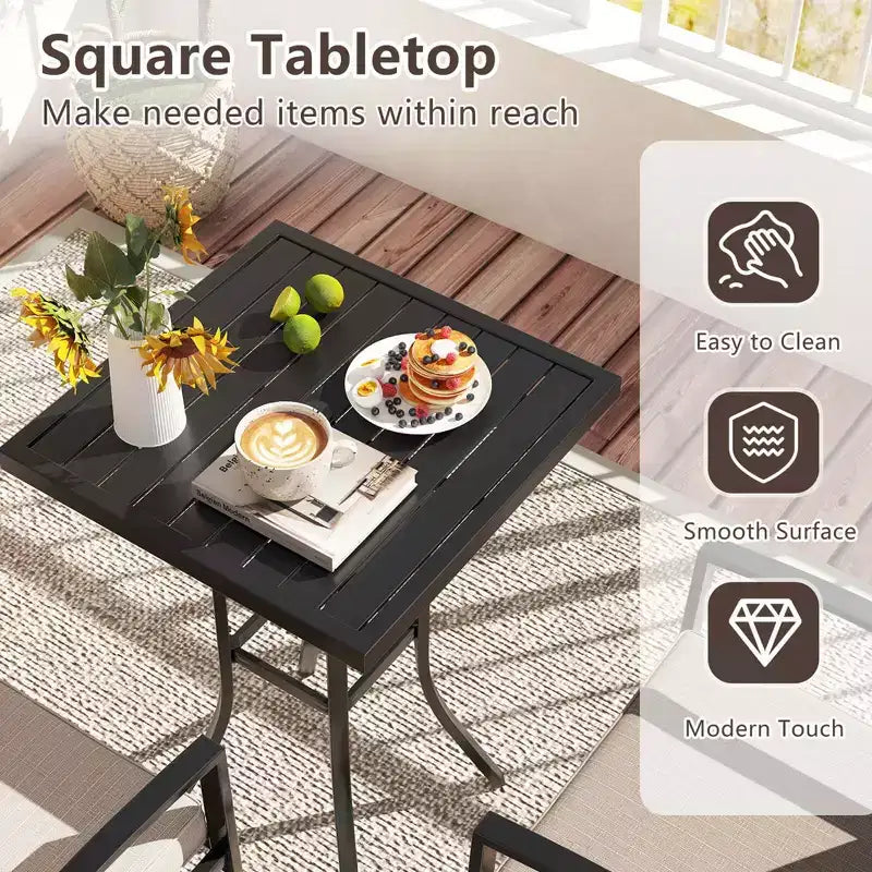 Ensemble de bar pivotant Costway 3 pièces pour patio, table et chaises avec coussins moelleux et trou pour parasol