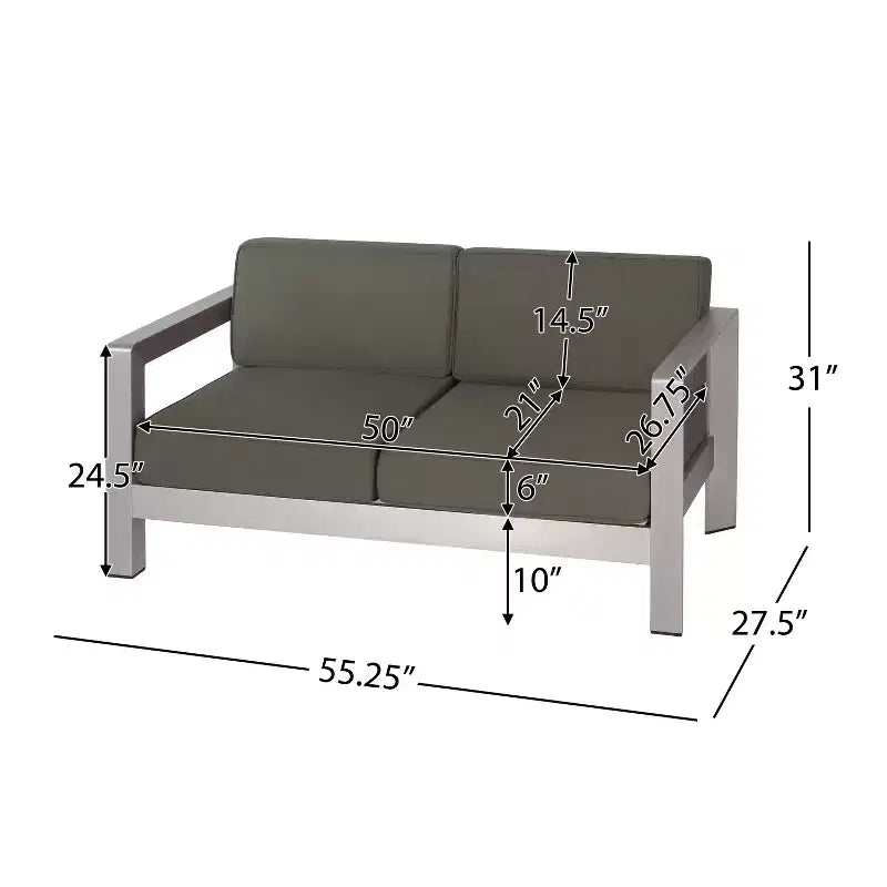 Christopher Knight Home Albion - Ensemble de conversation d'extérieur 4 places en aluminium avec brasero