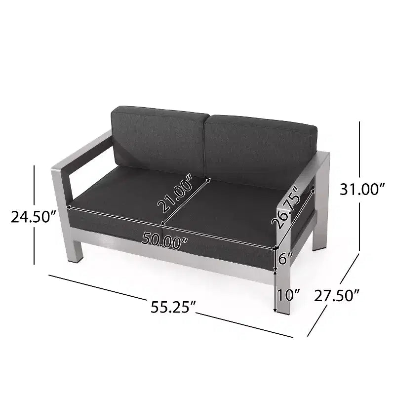 Christopher Knight Home Albion - Ensemble de conversation d'extérieur 4 places en aluminium avec brasero