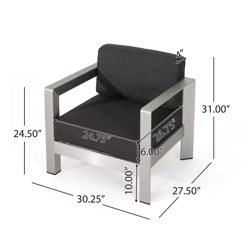 Christopher Knight Home Albion - Ensemble de conversation d'extérieur 4 places en aluminium avec brasero