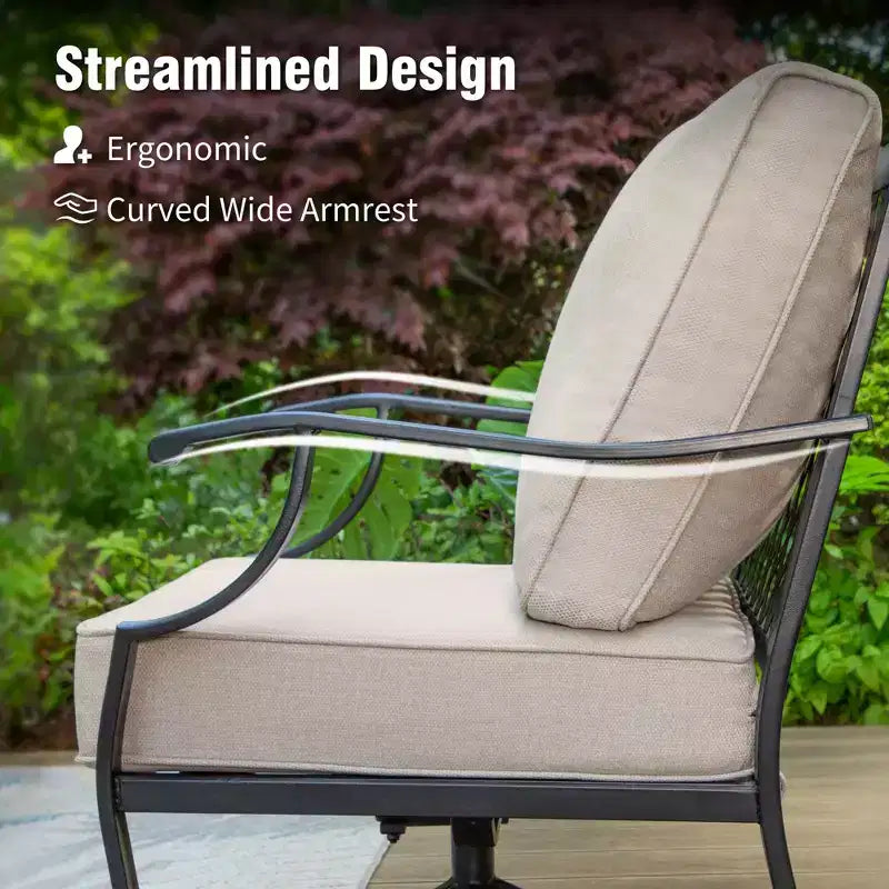 Captiva Designs Ensemble de conversation d'extérieur 5 pièces pour patio avec foyer et fauteuils à bascule à dossier ajouré, pour jardin, bord de piscine, arrière-cour